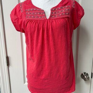 Women's Red Embroidered Top